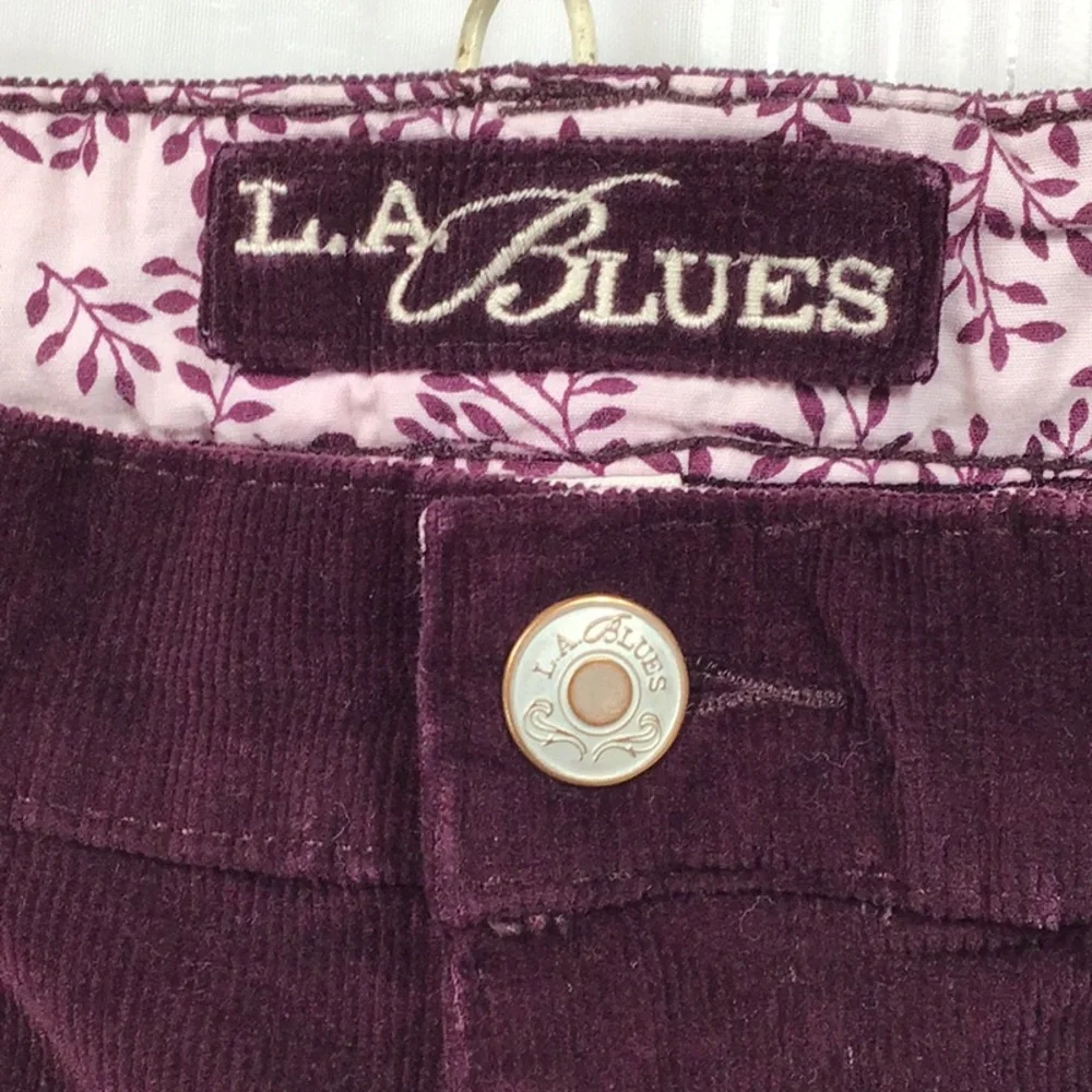 VTG L.A. Blues Purple Corduroy Wide Straight Leg 5 Pocket Jeans Sz.16 - Picture 2 of 12